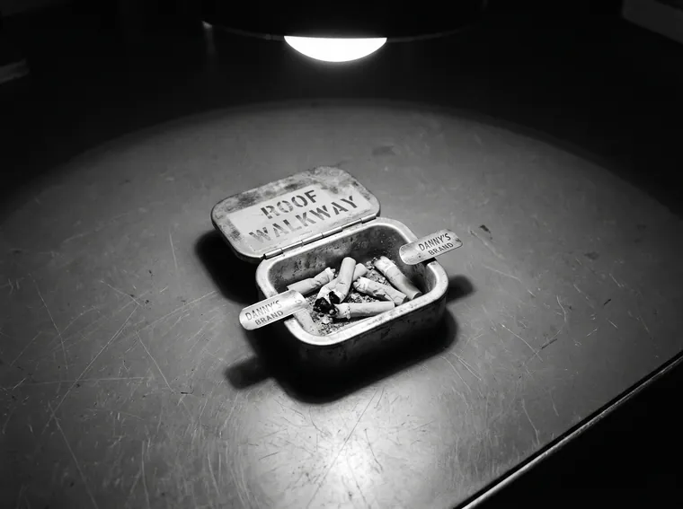 The Nine O'Clock Man · Roof walkway ashtray