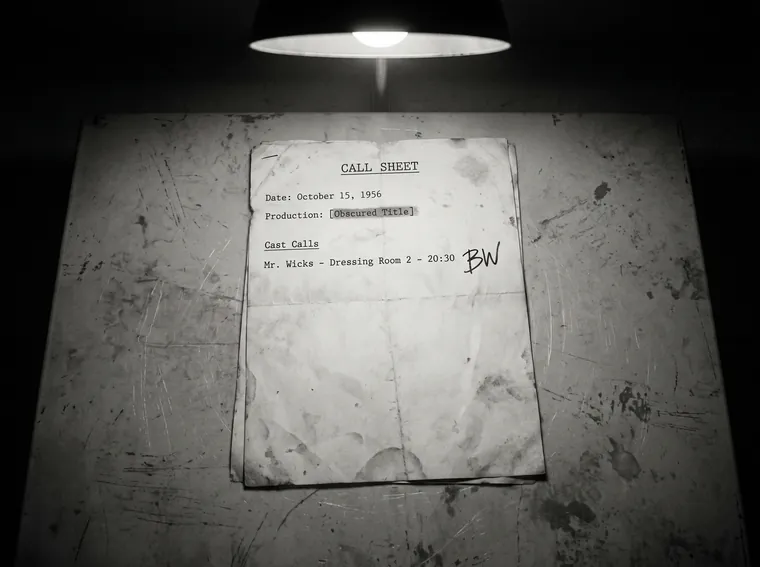 The Nine O'Clock Man · Marked call sheet