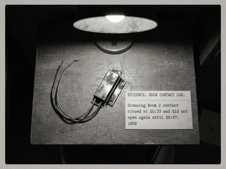 The Nine O'Clock Man · Dressing Room 2 door contact