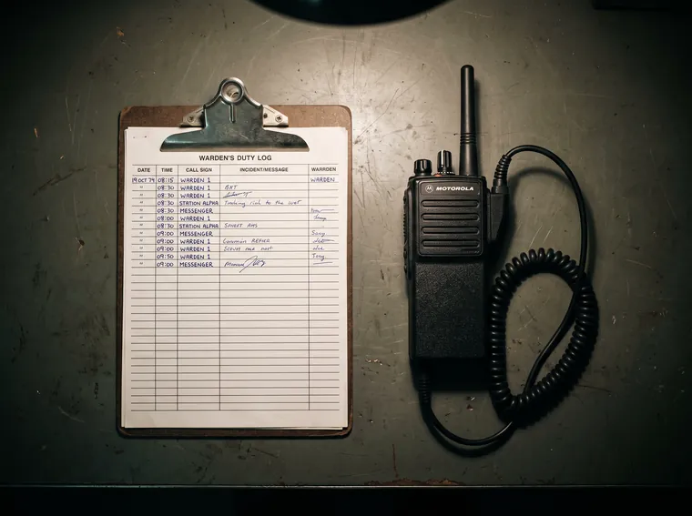 The Meridian Inquiry · Warden's radio log